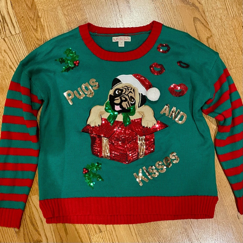 Pug ugly Christmas sweater sz M